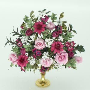 Gerbera, Pink and Scarlet Roses, Sweet Williams and Gypsophila